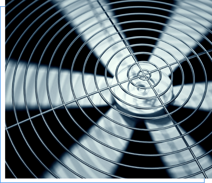 A close up of the blades on an air conditioner